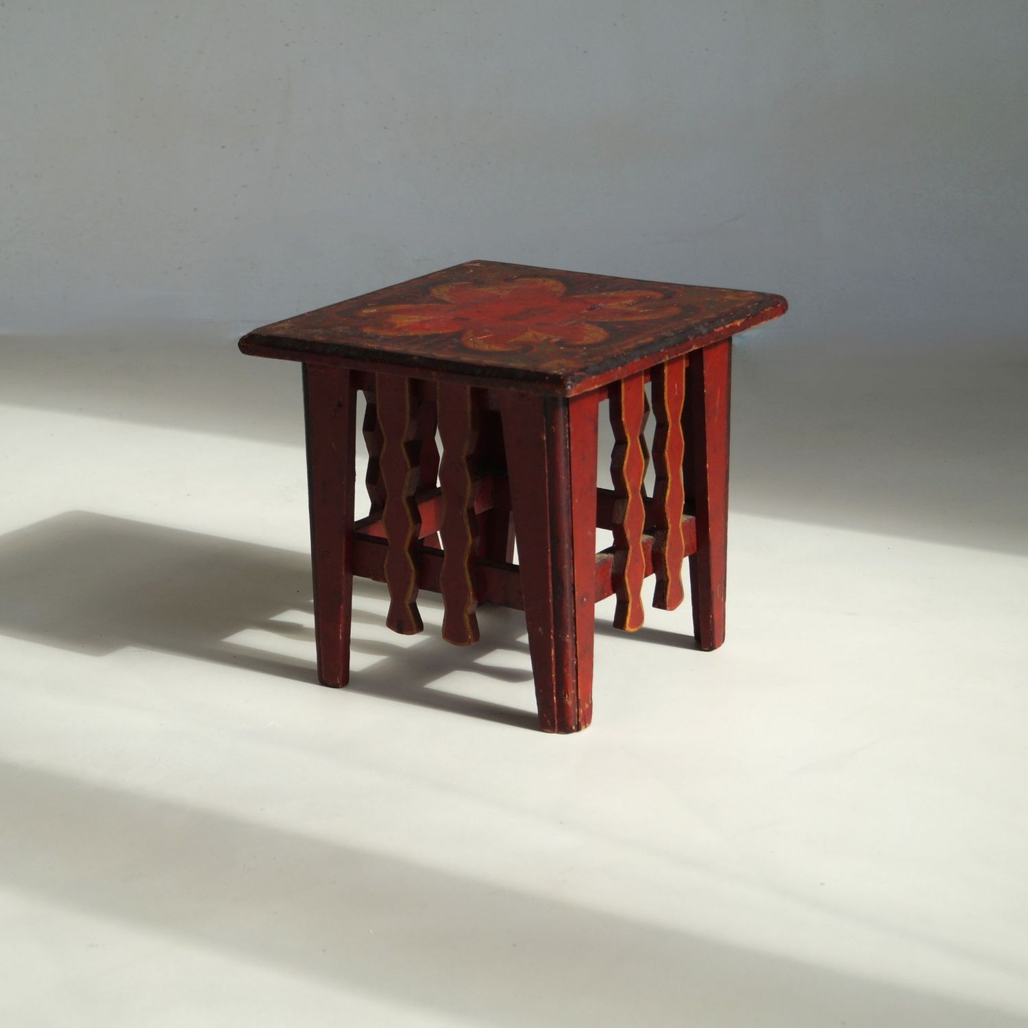Dutch Art Deco Amsterdam School colourful table with original paintwork, 1920s