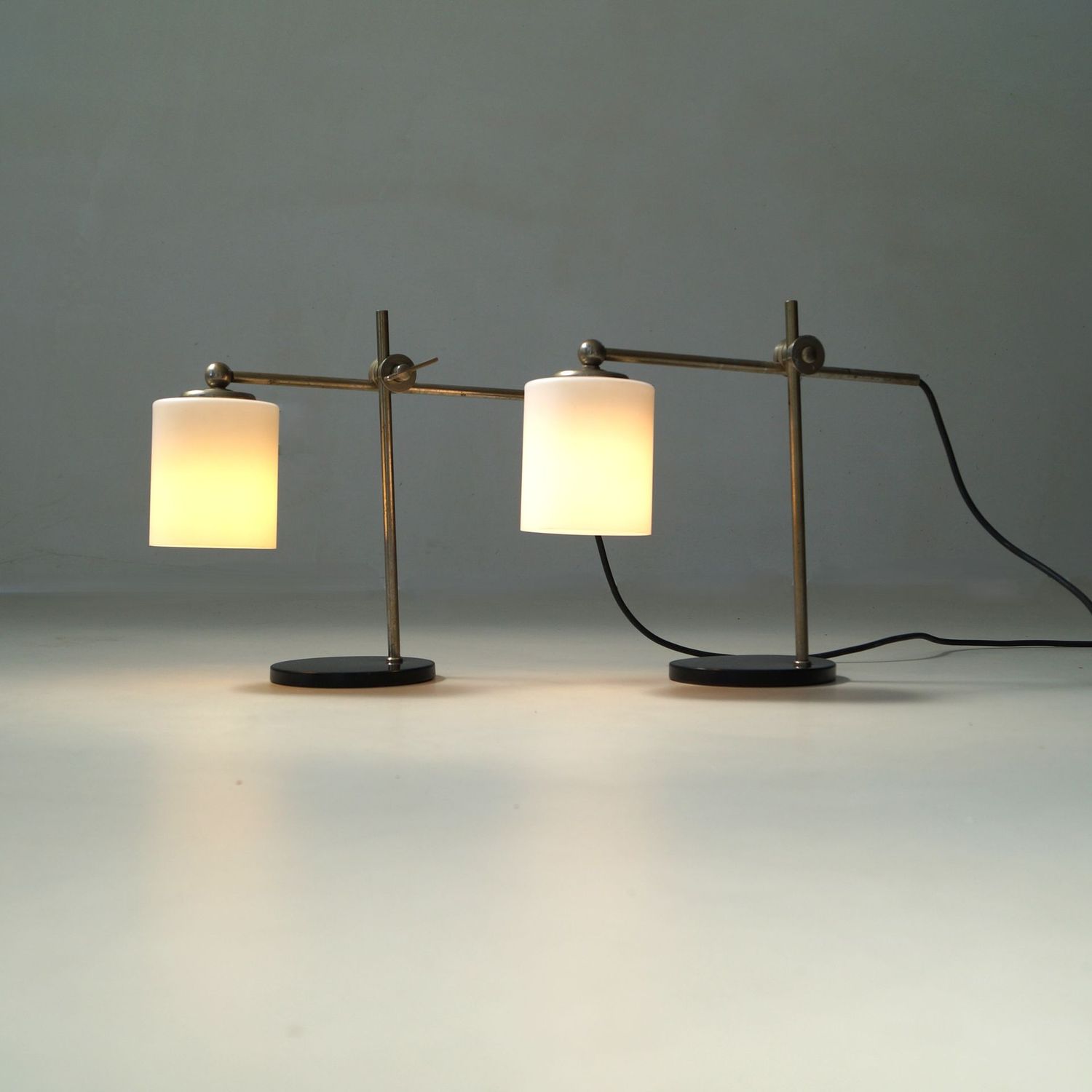 Set of rare Bauhaus desk lamps with a modernist design, 1950s