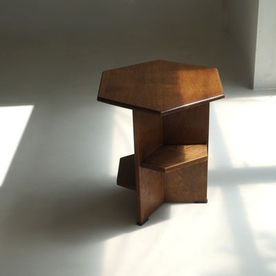Dutch Art Deco hexagonal modernist side table, 1920s