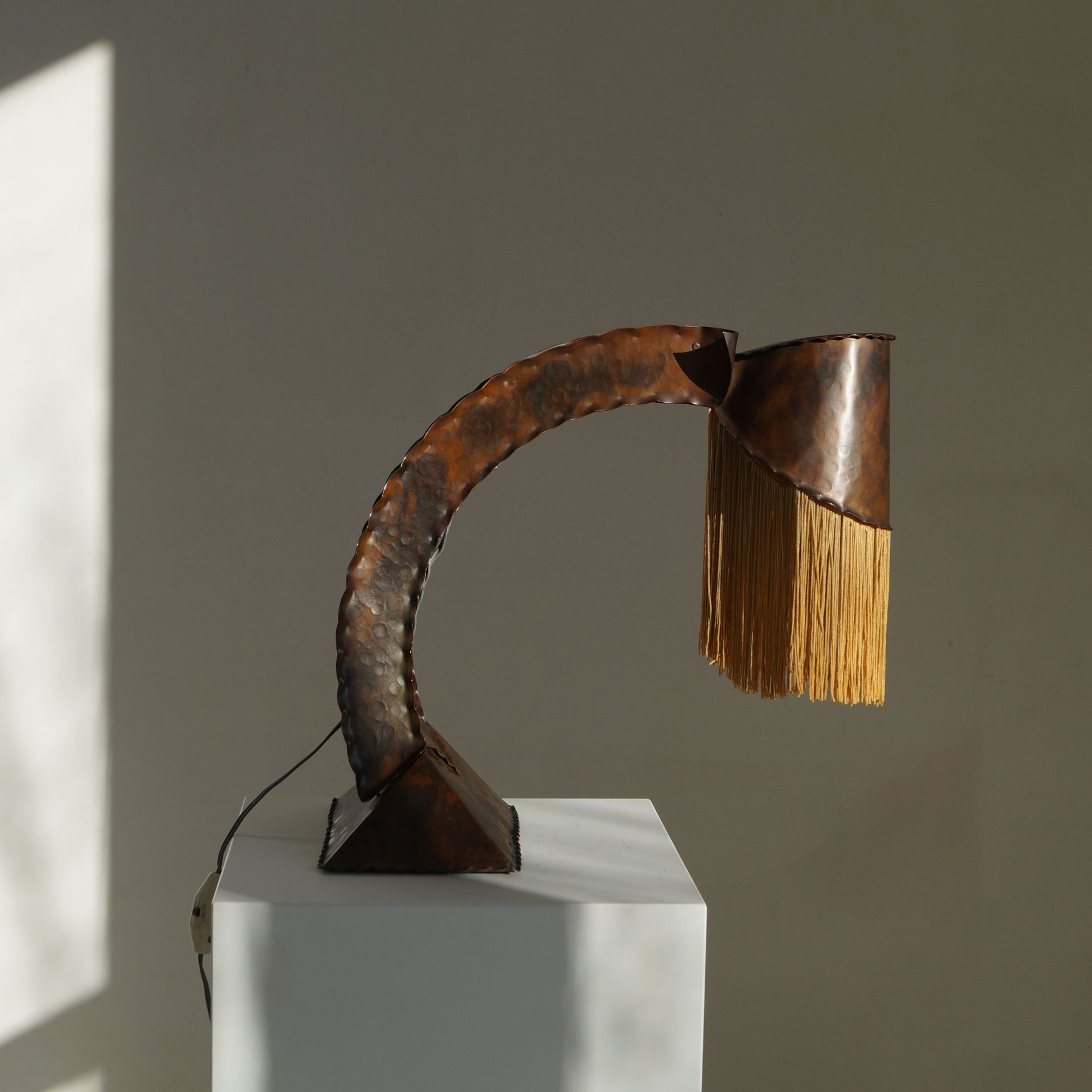 Amsterdam School copper desk lamp by Conrad Fehn, 1920s