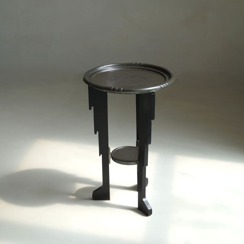 On hold: Dutch Art Deco Amsterdam School  accent table with pewter top, 1920s