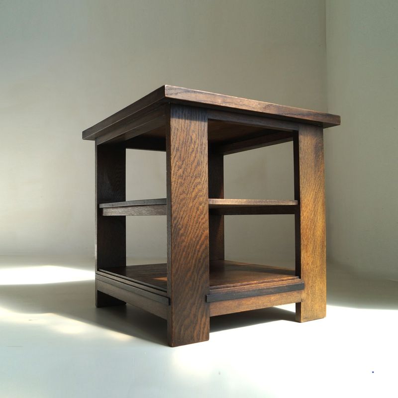 Dutch Art Deco / Hague School Oak Side Table by L.O.V. Oosterbeek, 1920s