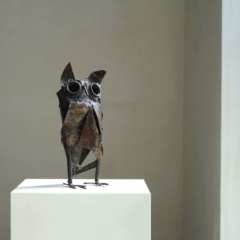 Brutalist Metal Owl Sculpture, Netherlands, 1960s–70s