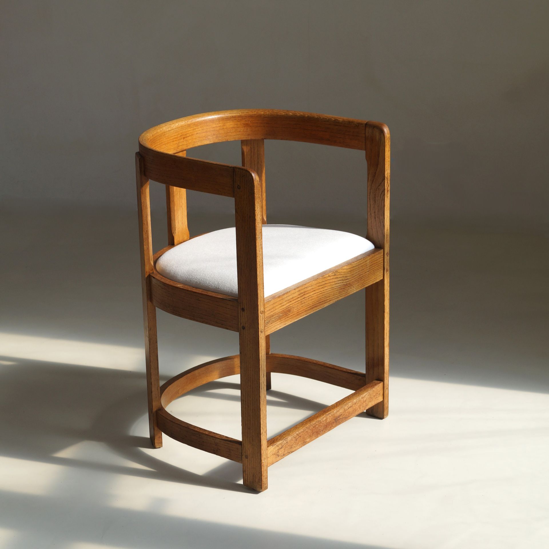 Antique Scottish Oak Barrel-Back Armchair, c.1920