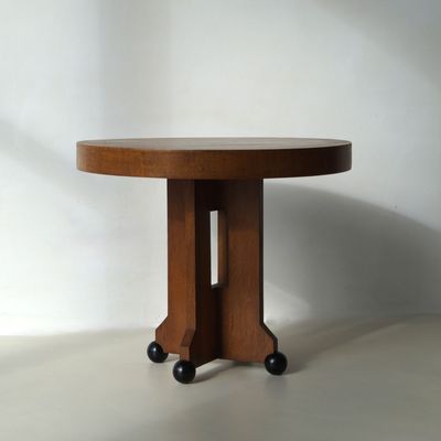 Dutch Art Deco modernist coffee table on ball feet, 1920s