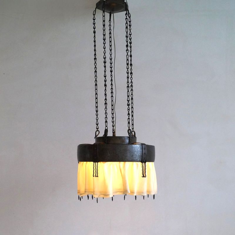 Dutch Art Deco Amsterdam School Chandelier by Winkelman & van der Bijl, c. 1925