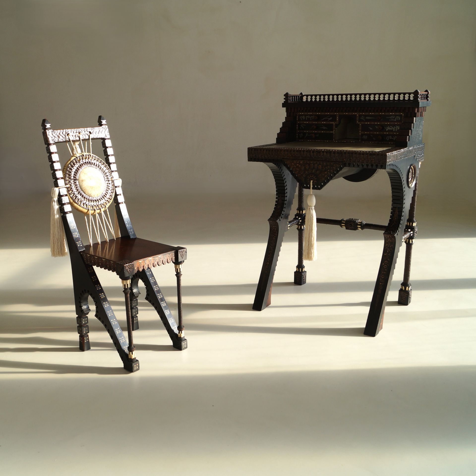 Carlo Bugatti Writing Desk & Chair, c.1910