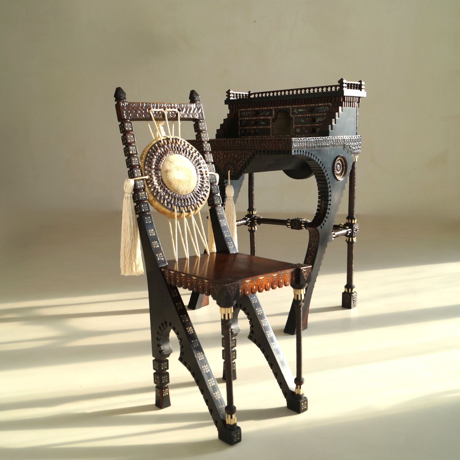 Carlo Bugatti Writing Desk & Chair, c.1910