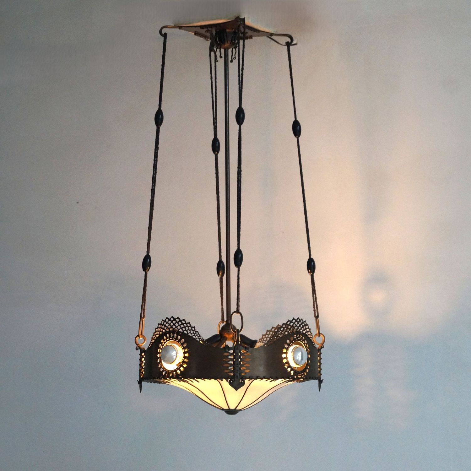 Dutch Art Deco Amsterdam School Pendant Lamp by Winkelman & Van der Bijl, 1920s