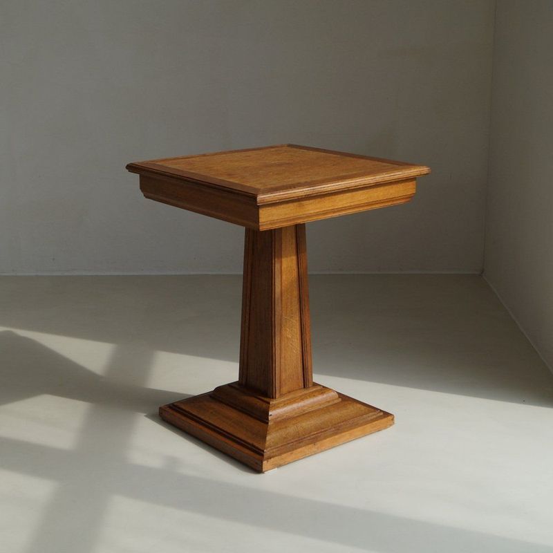 French Art Deco Oak Pedestal Table, 1920s
