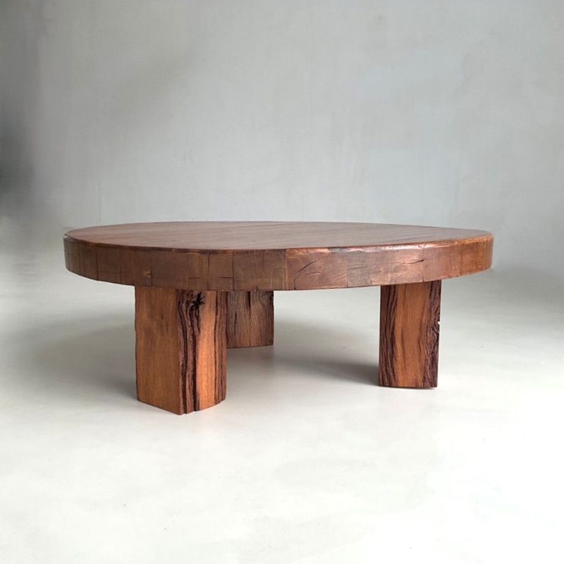 Brutalist Oak Low Coffee Table,  1970s