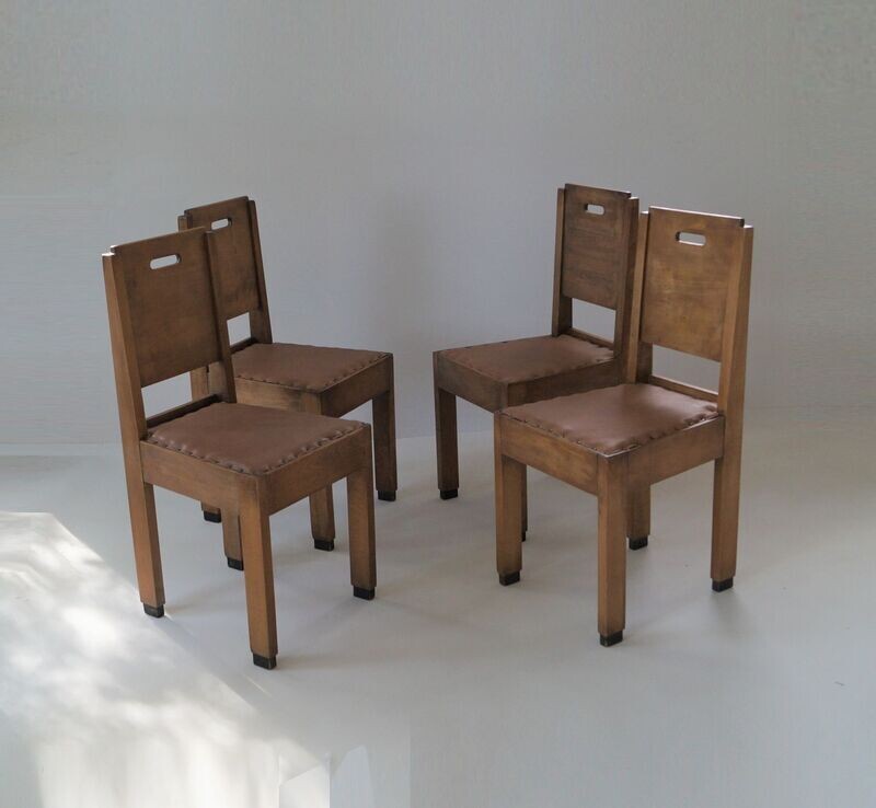 Dutch Art Deco Modernist/Haagse School set of chairs, 1920s