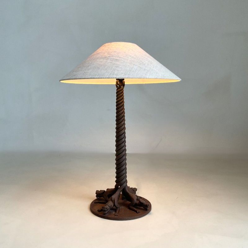 Dutch Amsterdam School large ''Naga'' dragon snake lamp, 1920s