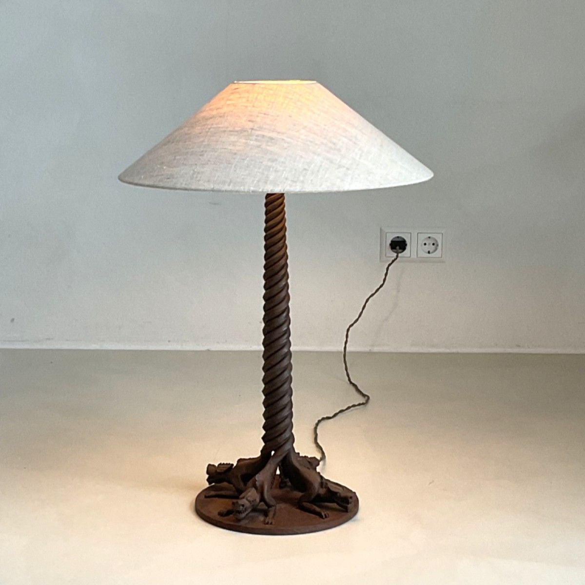 Dutch Amsterdam School large ''Naga'' dragon snake lamp, 1920s