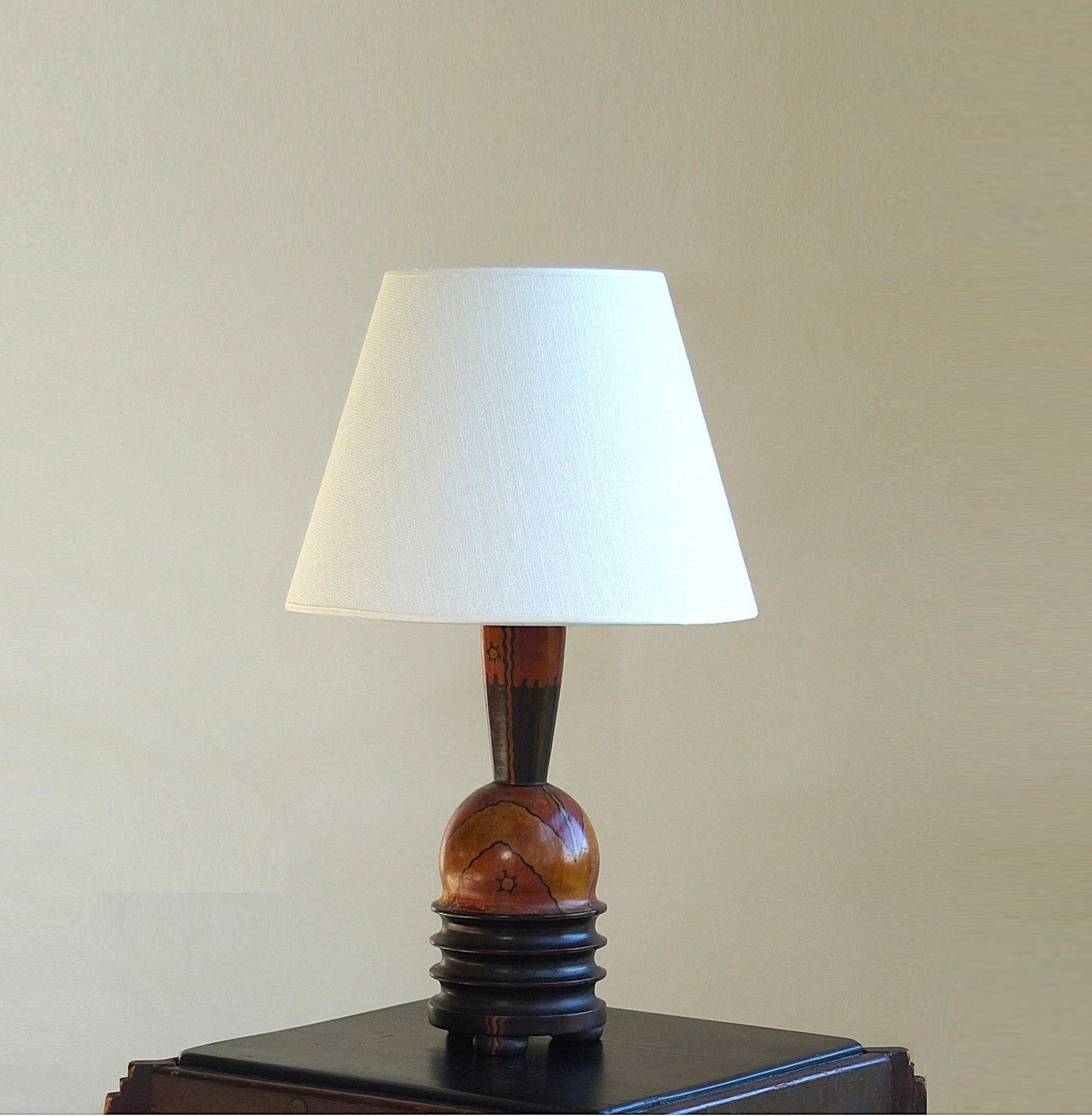 Amsterdam School batiked table lamp by L. Bogtman, 1920s