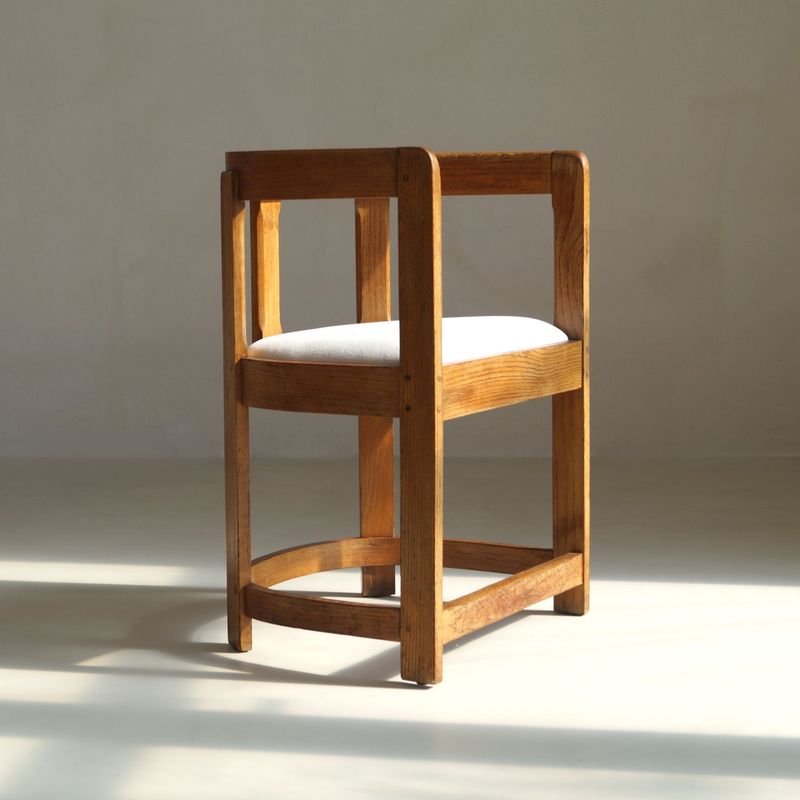 Antique Scottish Oak Barrel-Back Armchair, c.1920