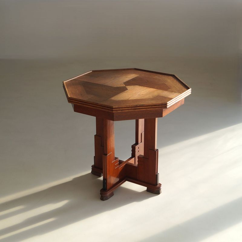 On Hold: Expressionist Amsterdam School Table with Octagonal Top, 1920s
