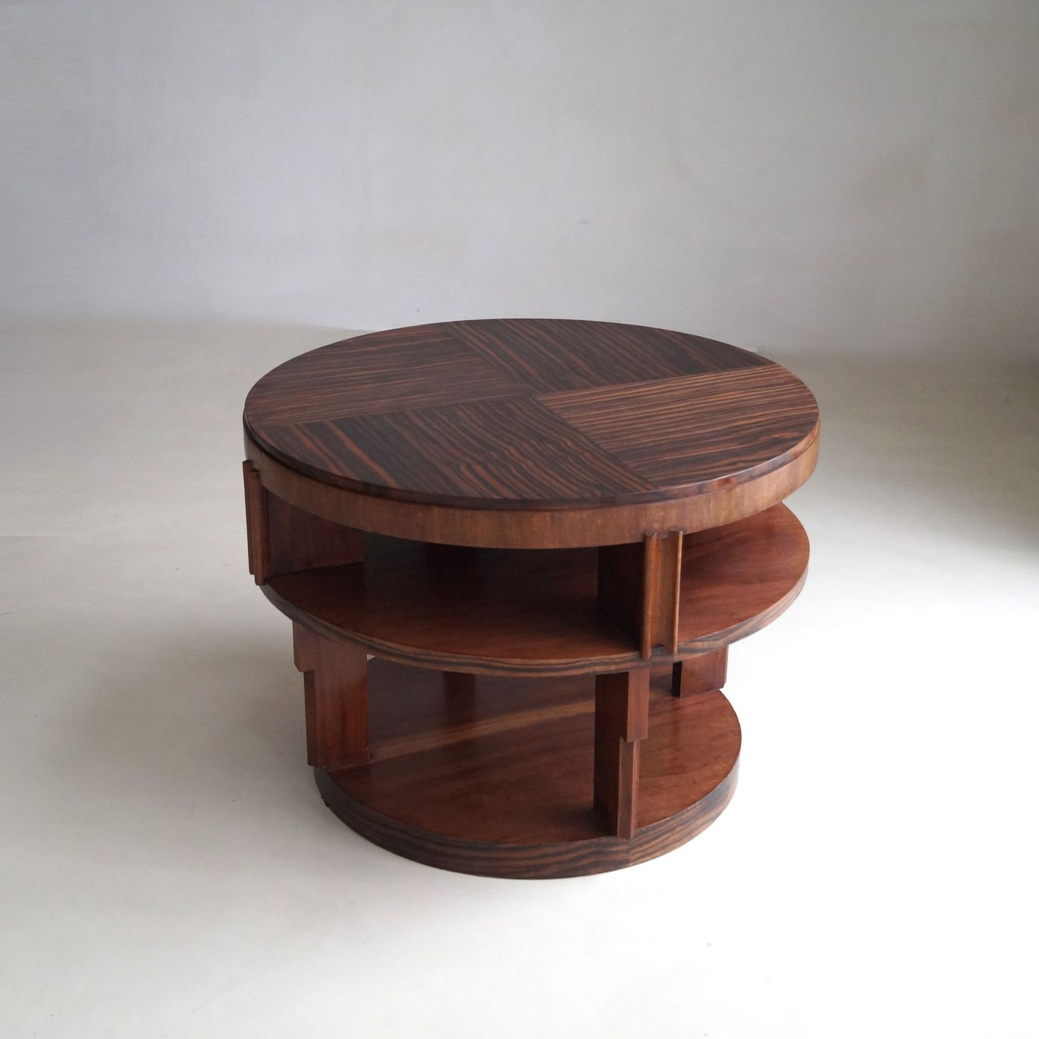 Monumental Amsterdam School table with Macassar top, Dutch Art Deco, 1920s