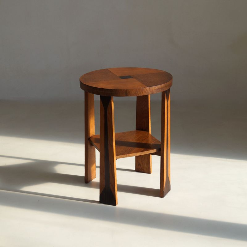 Dutch Art Deco Amsterdam School occasional table in oak and macassar, 1920s