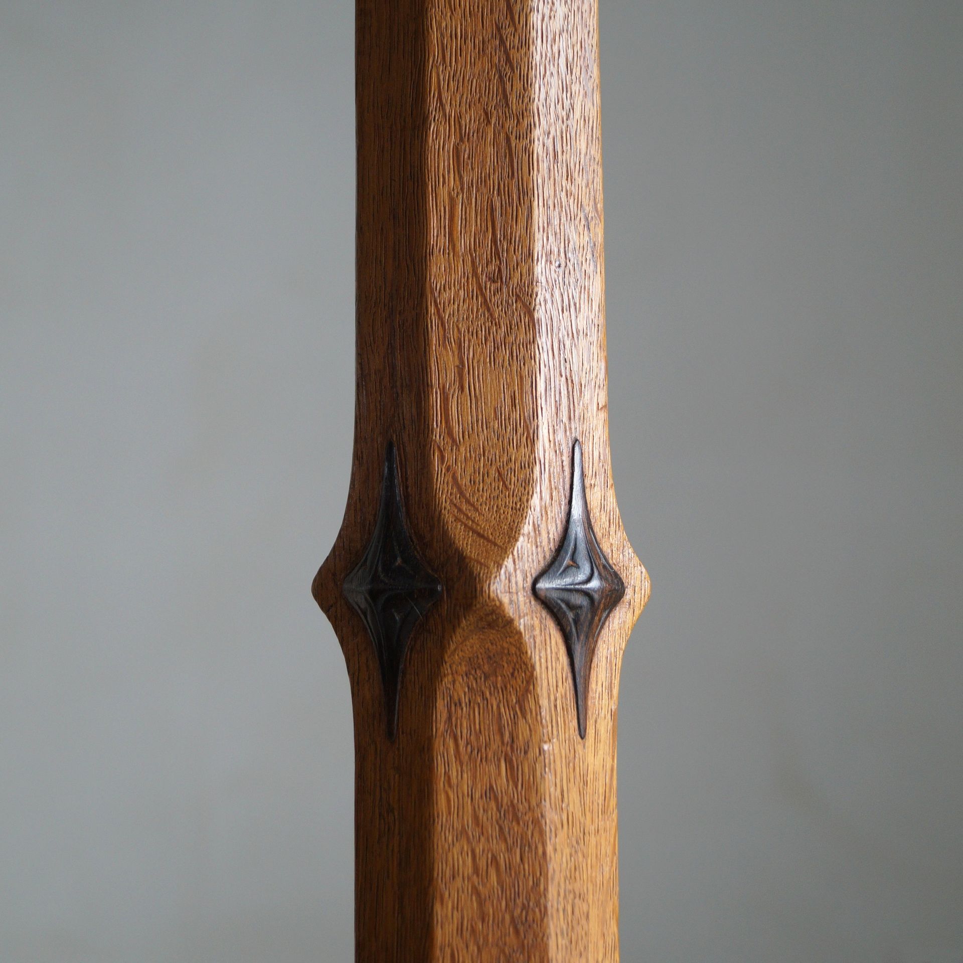 Dutch Art Deco Amsterdam School Floor Lamp in oak and macassar ebony, 1920s