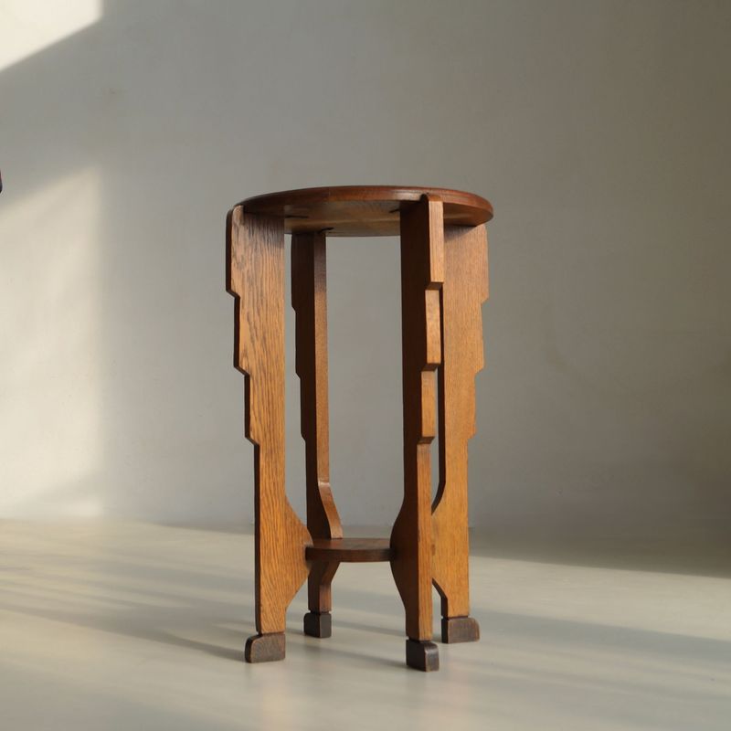 Dutch Art Deco Amsterdam School Accent Table with quirky feet, 1920s