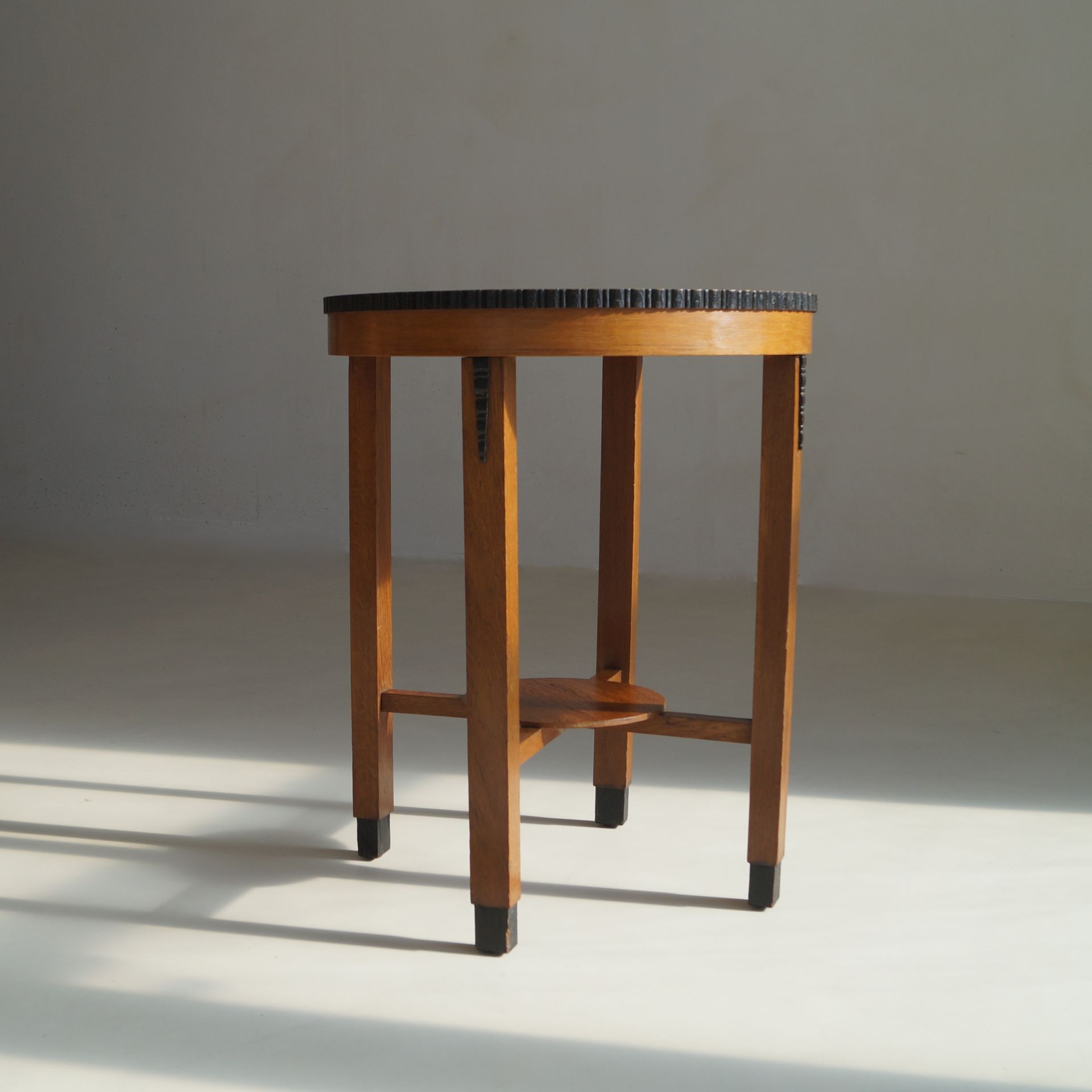 Dutch Art Deco Amsterdam School side table with a decorative design, 1920s