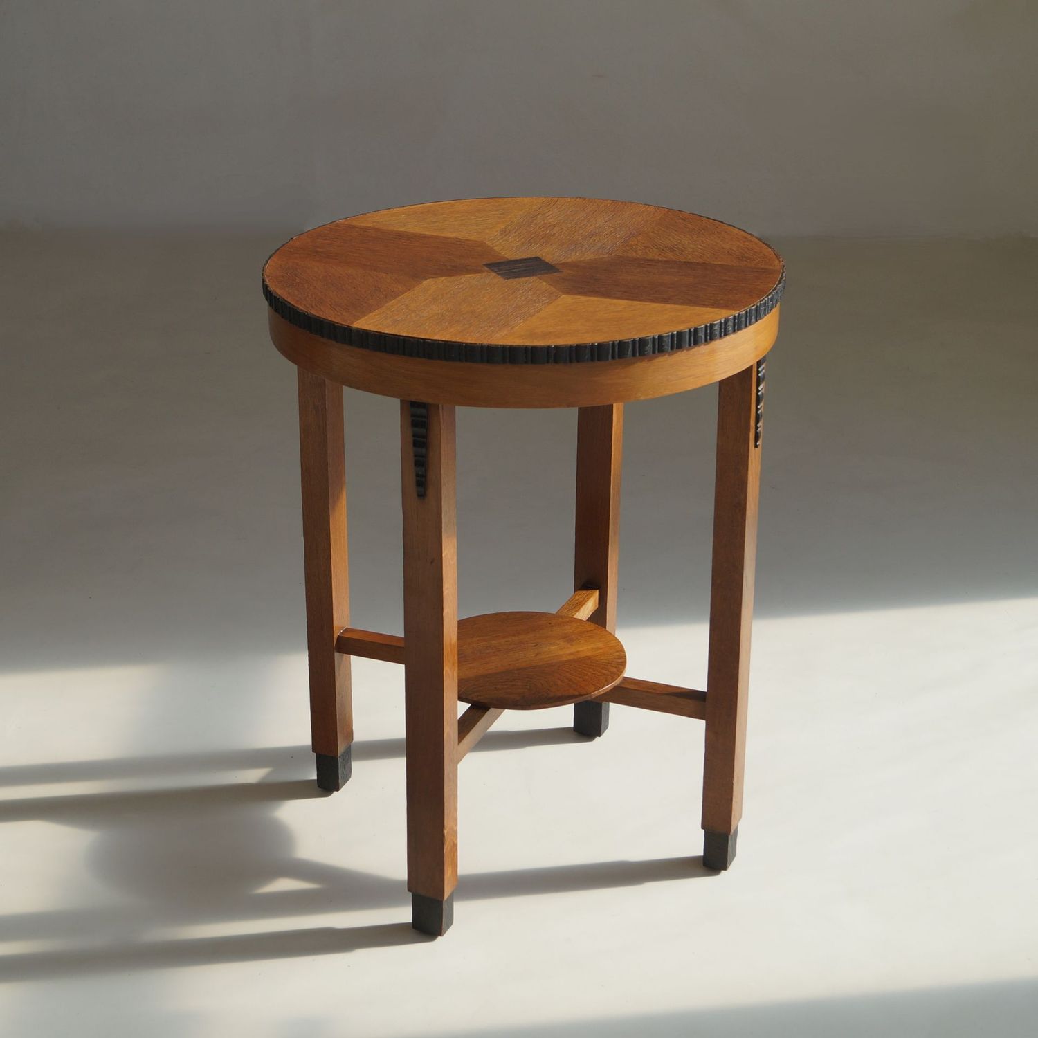 Dutch Art Deco Amsterdam School side table with a decorative design, 1920s Dutch Art Deco Amsterdam School side table with a decorative design, 1920s
