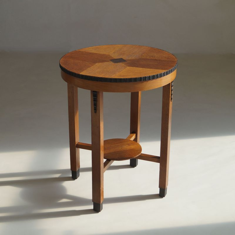 Dutch Art Deco Amsterdam School side table with a decorative design, 1920s