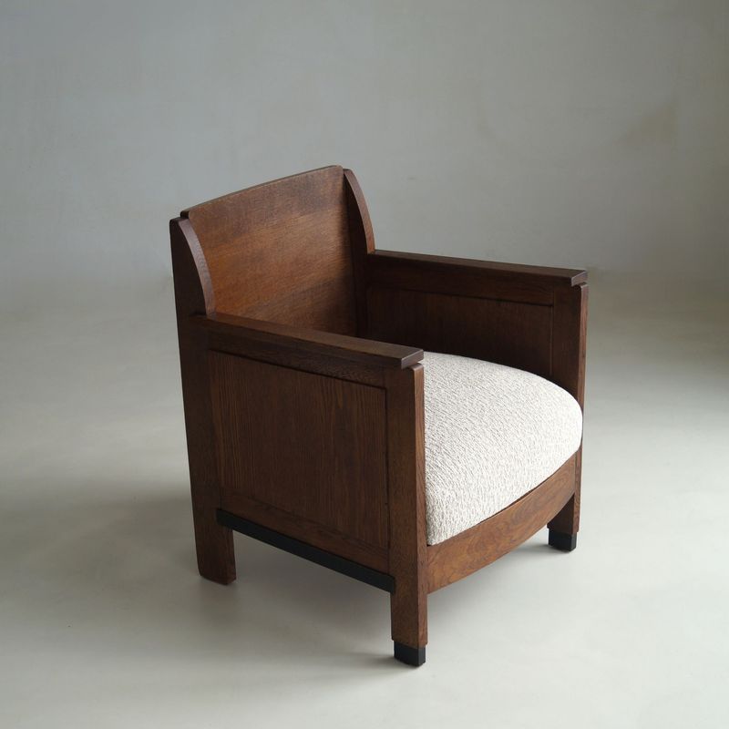 Dutch Art Deco modernist oak armchair, 1920s