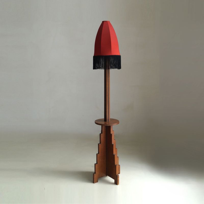 Dutch Art Deco Amsterdam School Floor Lamp with stepped design, 1920s