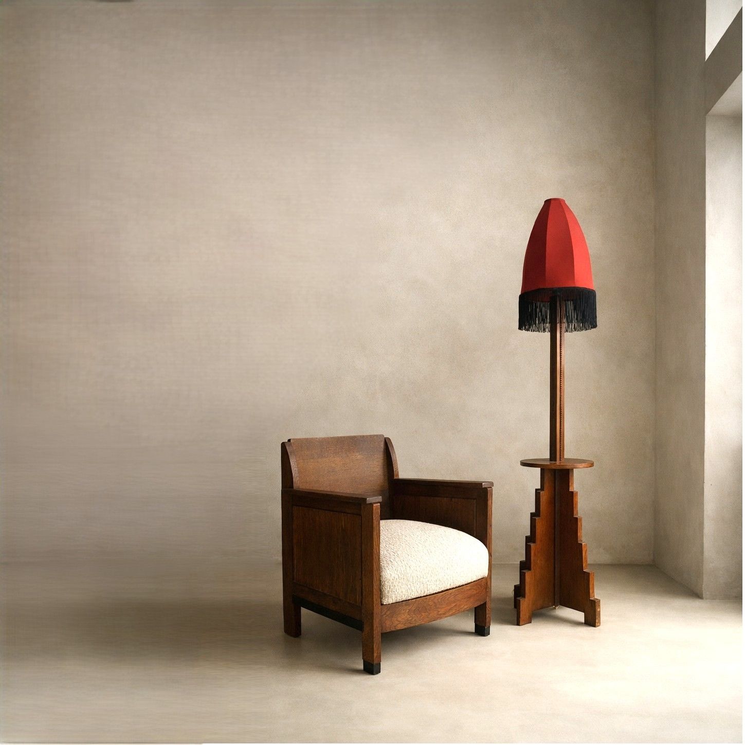 Dutch Art Deco Amsterdam School Floor Lamp with stepped design, 1920s