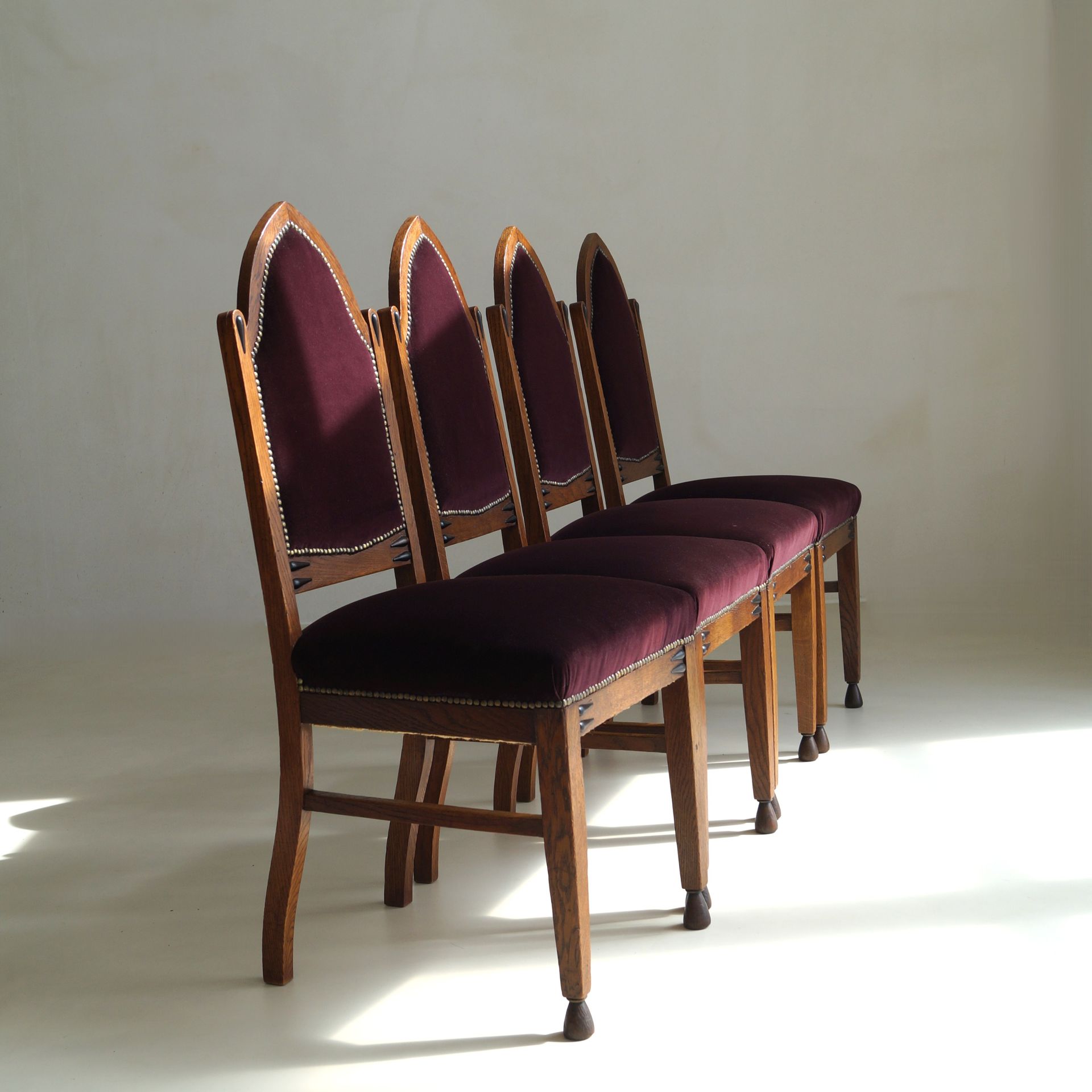 Dutch Art Deco Amsterdam School dining chairs, set of 4