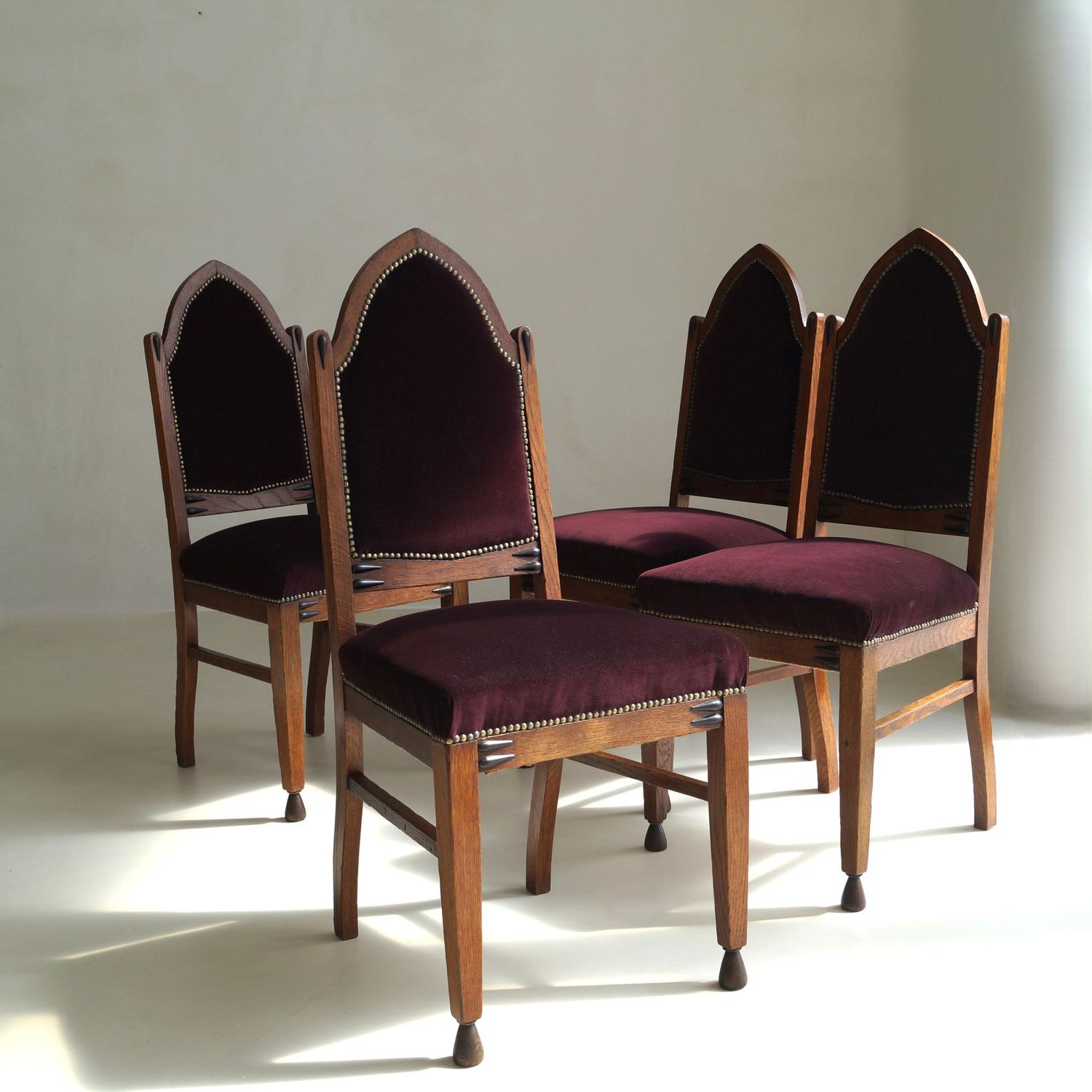 Dutch Art Deco Amsterdam School dining chairs, set of 4