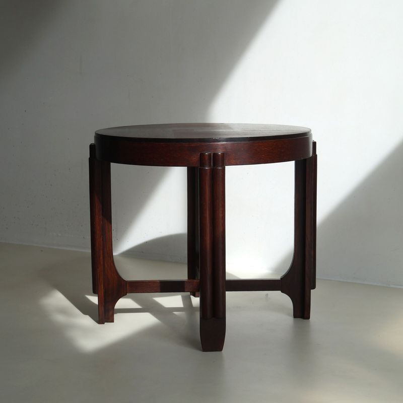 Dutch Art Deco Amsterdam School Side Table with a grounded stance, 1920s