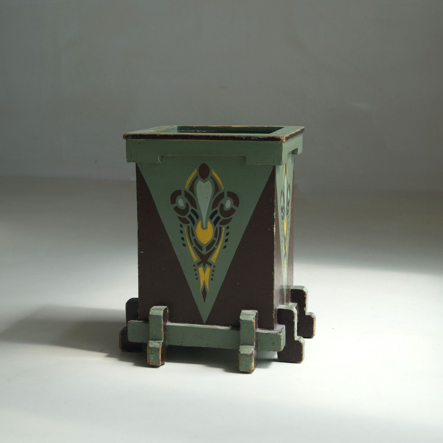 Dutch Art Deco Amsterdam School basket in original paint, 1920s