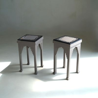 Dutch Art Deco Amsterdam School painted side tables, 1920s Dutch Art Deco Amsterdam School painted side tables, 1920s