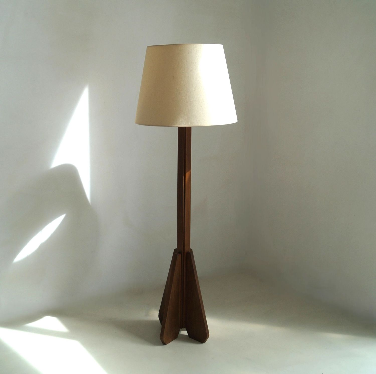 Dutch Art Deco The Hague School Floor Lamp in Oak,  1920s