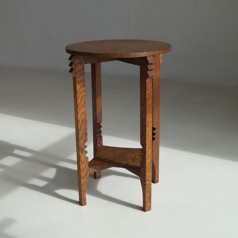 Dutch Amsterdam School Accent Table with Zig Zag details, 1920s