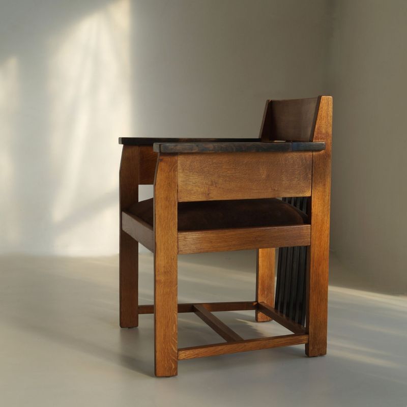 Dutch Art Deco Haagse School desk chair by Hendrik Wouda, 1920s
