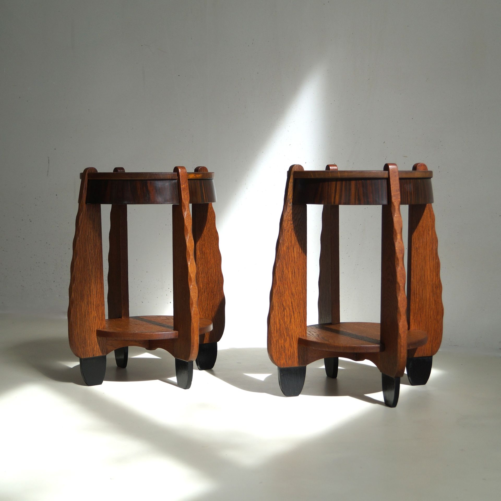 Rare Amsterdam School Art Deco accent tables by N.V. Hero de Groot, 1920s