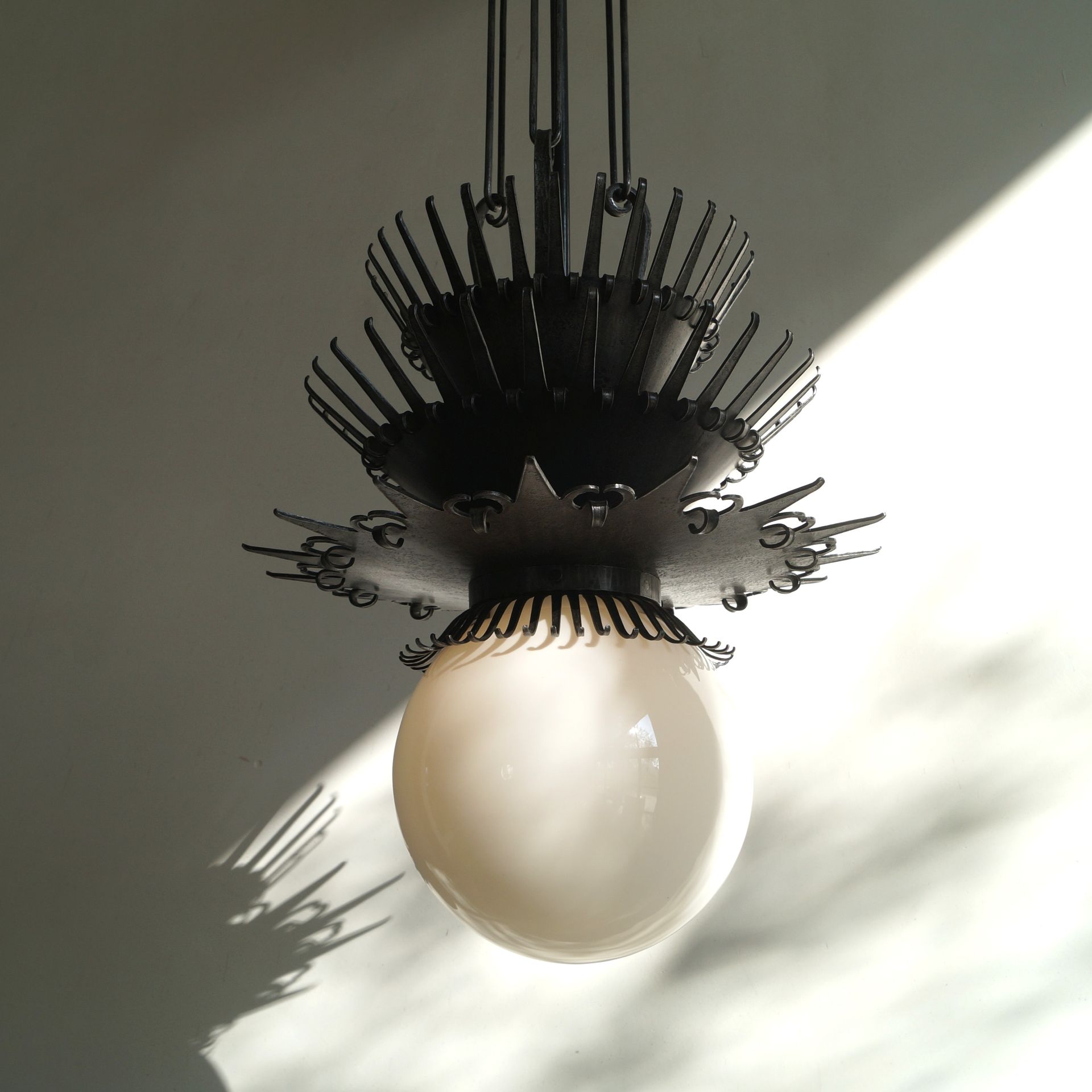 Unique Dutch Art Deco Amsterdam School 'Jellyfish' pendant lamp, 1920s