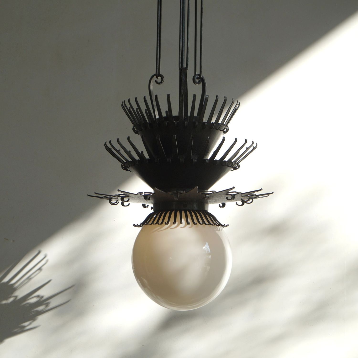 Unique Dutch Art Deco Amsterdam School 'Jellyfish' pendant lamp, 1920s