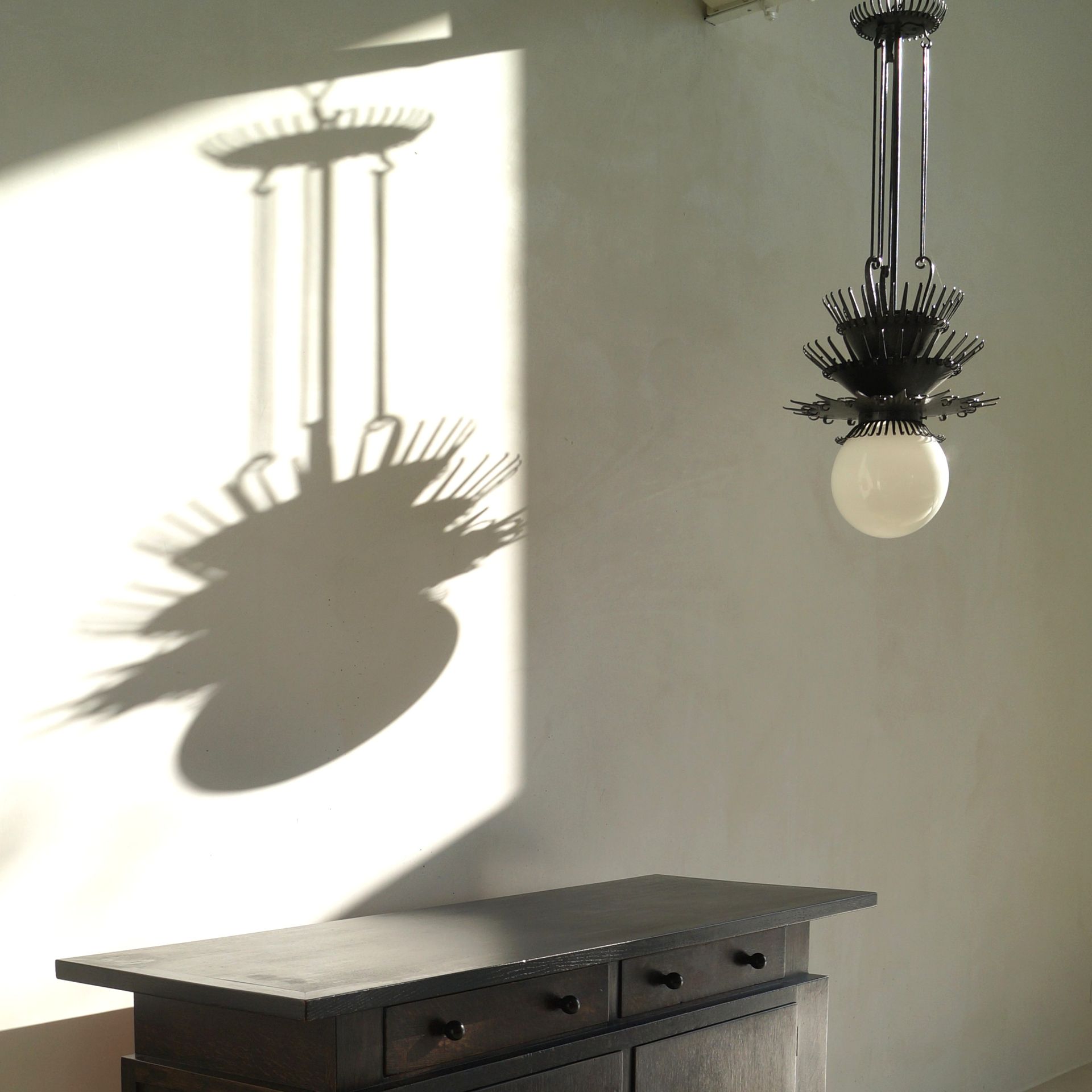 Unique Dutch Art Deco Amsterdam School 'Jellyfish' pendant lamp, 1920s