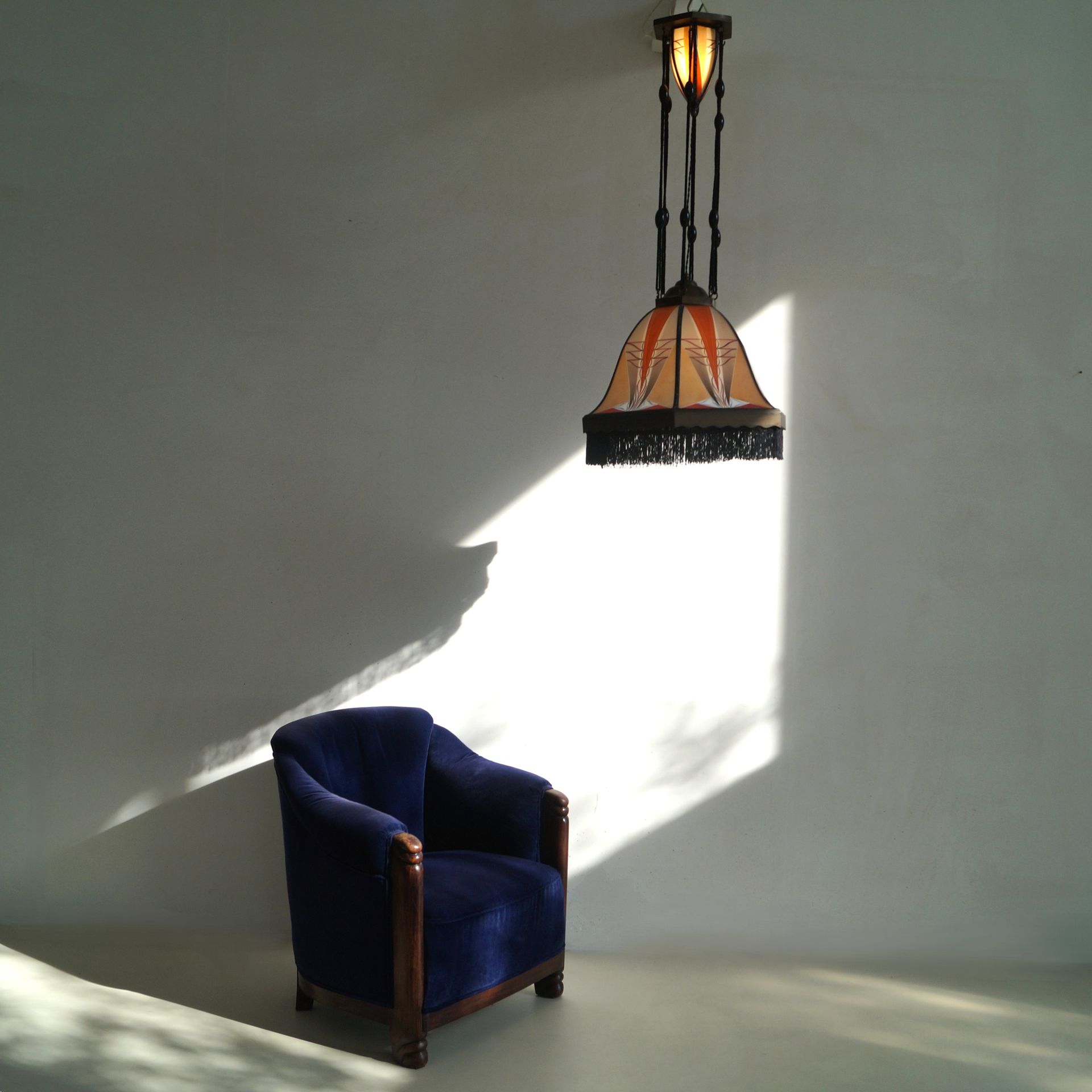 Dutch Art Deco Amsterdam School stained glass lamp by De Nieuwe Honsel, 1920s