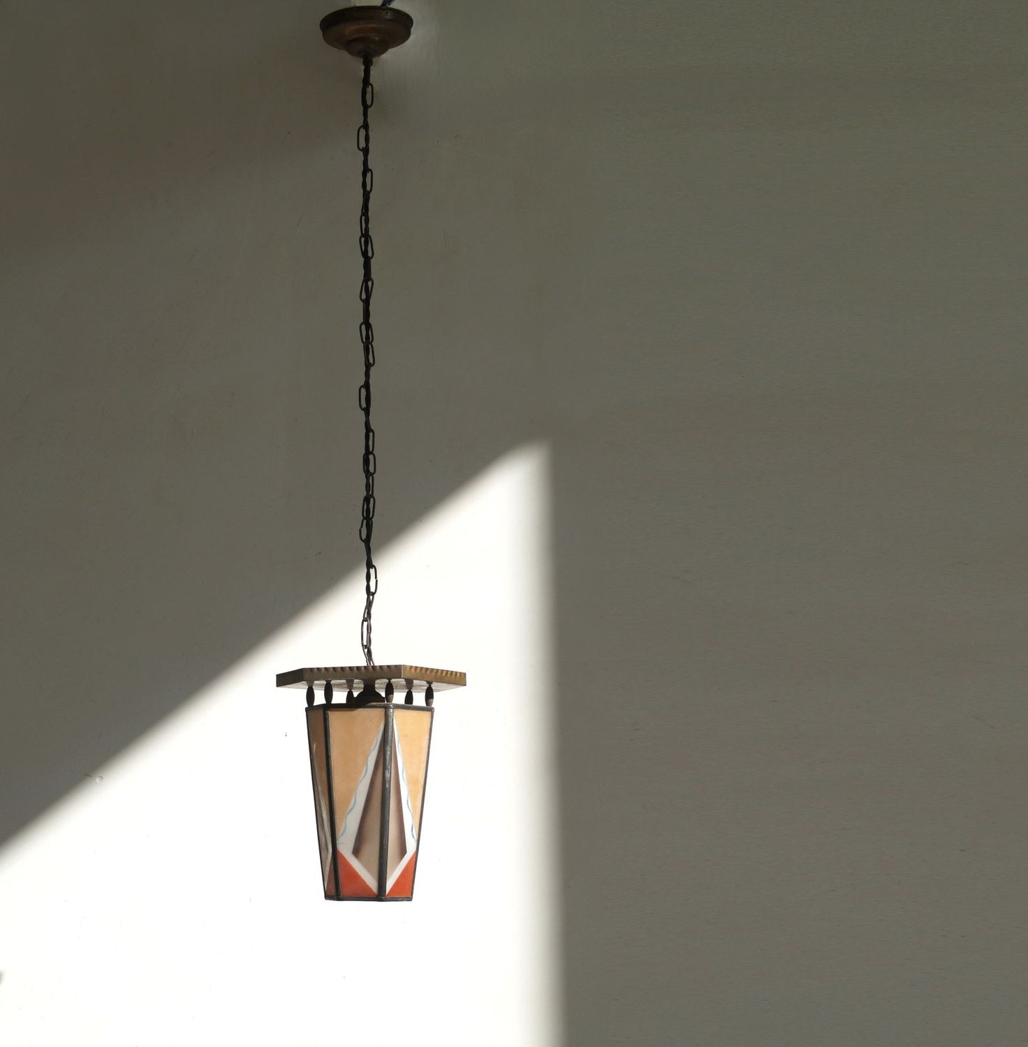 De Nieuwe Honsel Amsterdam School Stained Glass Lantern, 1920s