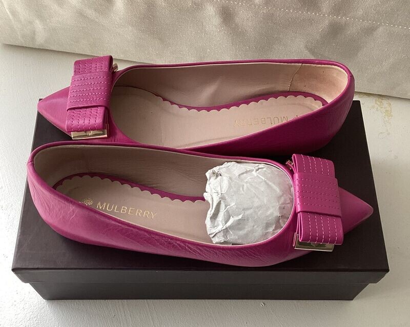 Mulberry Bow Ballerina Flats Fuschia Pink Size 38.5 (fit 38)