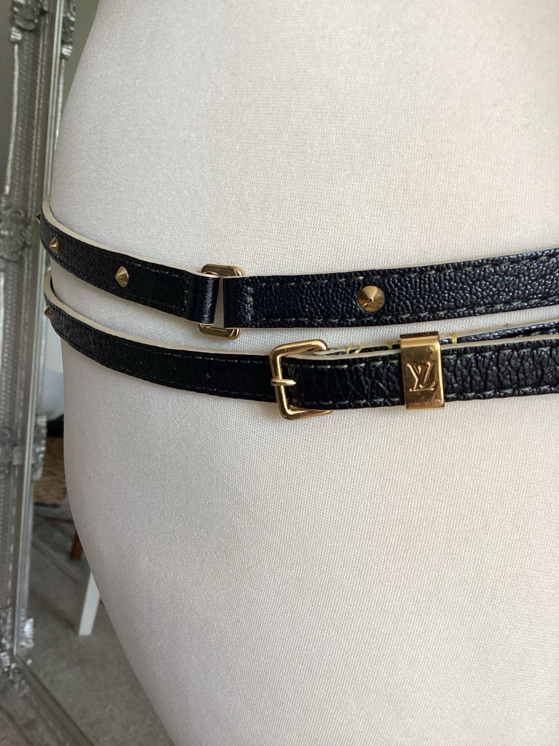 Louis Vuitton Black Suhali Studded Belt Size S