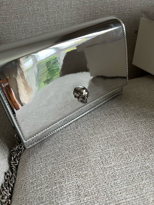 Alexander McQueen Small Silver Skull Bag