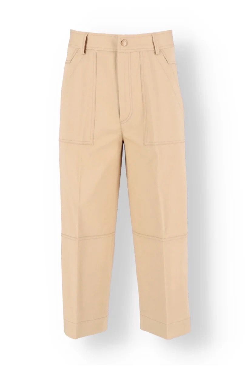 Moncler Cropped Wide Leg Beige Chinos Size 40
