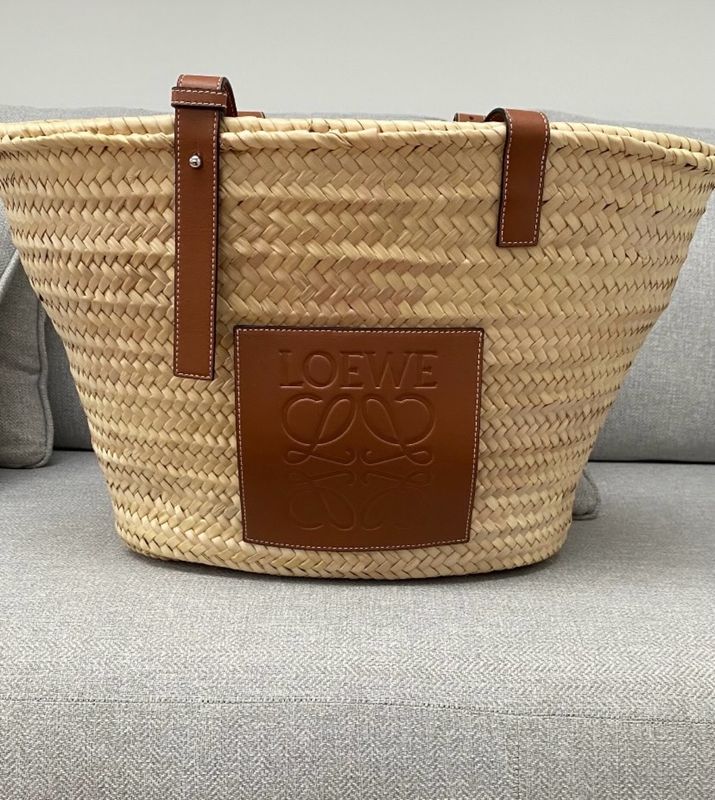 Loewe Large Logo Raffia Basket Bag